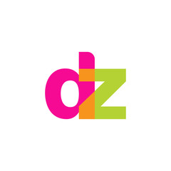 Initial letter dz, overlapping transparent lowercase logo, modern magenta orange green colors
