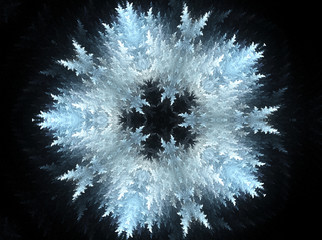 Fototapeta premium fractal three-dimensional illustration a snowflake on a dark background