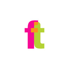 Fototapeta premium Initial letter ft, overlapping transparent lowercase logo, modern magenta orange green colors