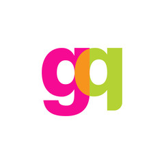 Initial letter gq, overlapping transparent lowercase logo, modern magenta orange green colors