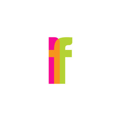 Initial letter lf, overlapping transparent lowercase logo, modern magenta orange green colors