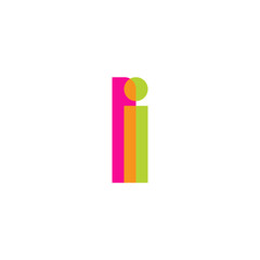 Initial letter li, overlapping transparent lowercase logo, modern magenta orange green colors