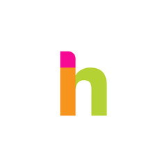 Initial letter ln, overlapping transparent lowercase logo, modern magenta orange green colors