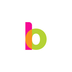 Initial letter lo, overlapping transparent lowercase logo, modern magenta orange green colors