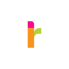 Initial letter lr, overlapping transparent lowercase logo, modern magenta orange green colors