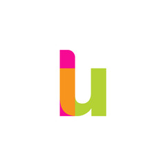 Initial letter lu, overlapping transparent lowercase logo, modern magenta orange green colors