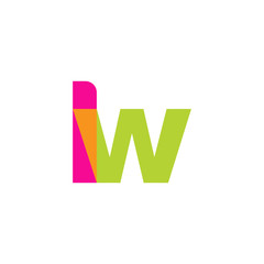 Initial letter lw, overlapping transparent lowercase logo, modern magenta orange green colors