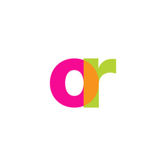 Initial letter or, overlapping transparent lowercase logo, modern magenta orange green colors