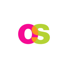 Initial letter os, overlapping transparent lowercase logo, modern magenta orange green colors