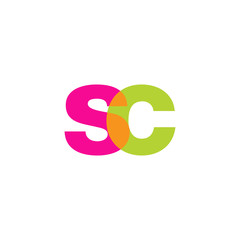 Fototapeta premium Initial letter sc, overlapping transparent lowercase logo, modern magenta orange green colors