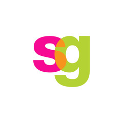 Initial letter sg, overlapping transparent lowercase logo, modern magenta orange green colors