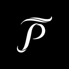 TP letter logo white