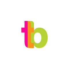 Initial letter tb, overlapping transparent lowercase logo, modern magenta orange green colors
