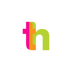 Initial letter th, overlapping transparent lowercase logo, modern magenta orange green colors