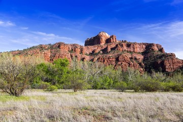 Desert Landscape and Distant Mountains in Red Rock State Park near Sedona, Arizona United States