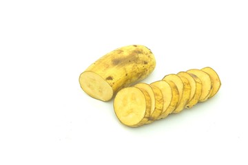 Yellow banana on white background