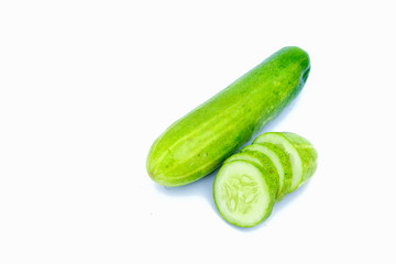 Fresh cucumber on white background