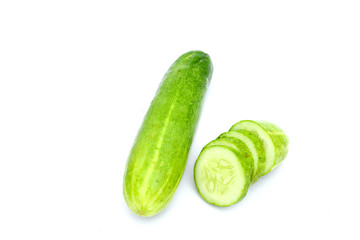 Fresh cucumber on white background