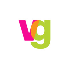 Initial letter vg, overlapping transparent lowercase logo, modern magenta orange green colors