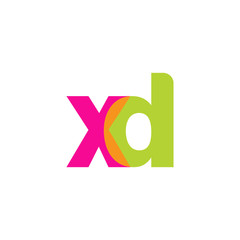 Initial letter xd, overlapping transparent lowercase logo, modern magenta orange green colors