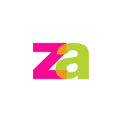 Initial letter za, overlapping transparent lowercase logo, modern magenta orange green colors