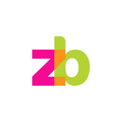 Initial letter zb, overlapping transparent lowercase logo, modern magenta orange green colors