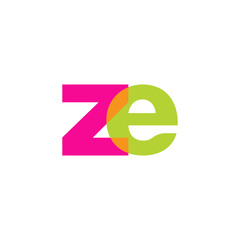 Initial letter ze, overlapping transparent lowercase logo, modern magenta orange green colors