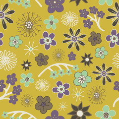 Seamless flower pattern. Hand-drawn vector illustration.