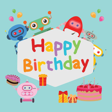 Cut Robot Happy Birthday Card