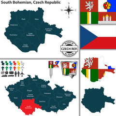 Fototapeta premium Map of South Bohemian, Czech Republic
