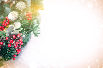 Fototapeta na wymiar Christmas wreath isolated on a white snow background