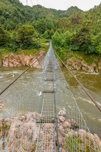 Buller Gorge Swing Bridge Tasman New Zealand Stock Photo