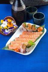 japanese cuisine. sashimi on the background