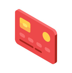 Isometric red credit card icon.