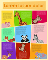 Fototapeta premium Wild animals on different background colors