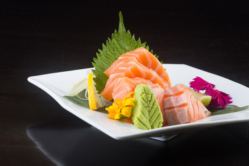 japanese cuisine. sashimi on the background