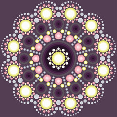 Mandala jewel drop painted rainbow stone or rock for postcard.