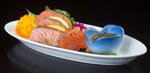 japanese cuisine. sashimi on the background