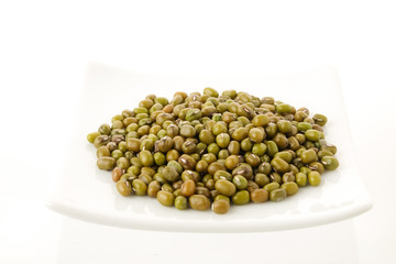 Mung Bean in white dish on white background