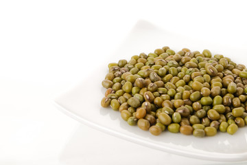 Mung Bean in white dish on white background