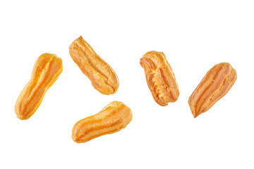 Cake eclair isolated on white background