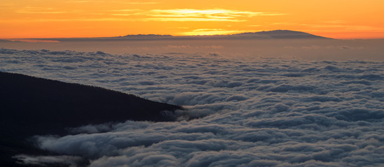 rocks on the Teide volcano in the light of the rising sun