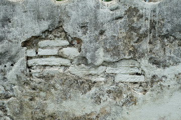 Old white wall decay