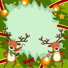 Naklejka premium Border template with two reindeers for christmas
