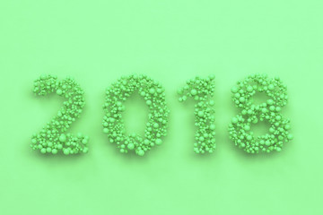 2018 number from green balls on green background