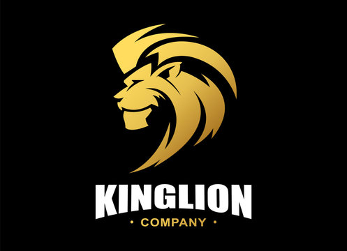 Premium Vector | Golden lion logo with black background