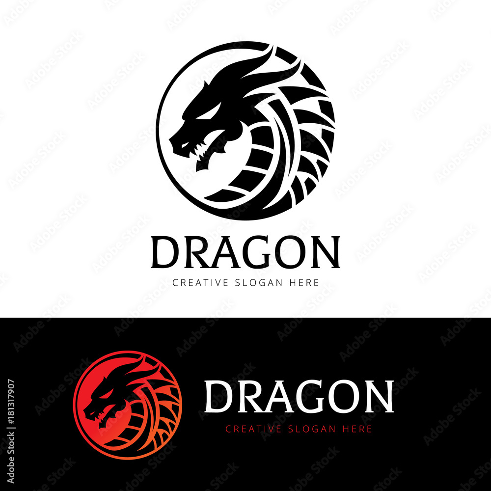 Wall mural dragon logo template.