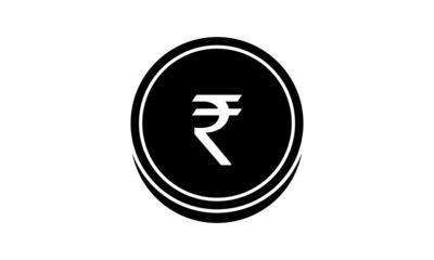 Indian Rupee Coin icon isolated on white. Vector illustration.