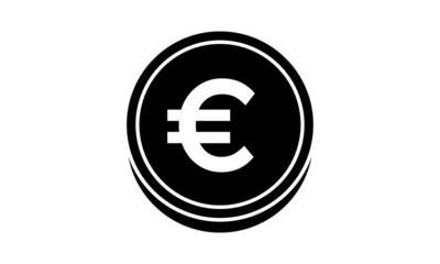 Euro Coin icon isolated on white. Vector illustration.