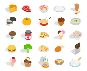 Fototapeta na wymiar Food icon set, isometric style